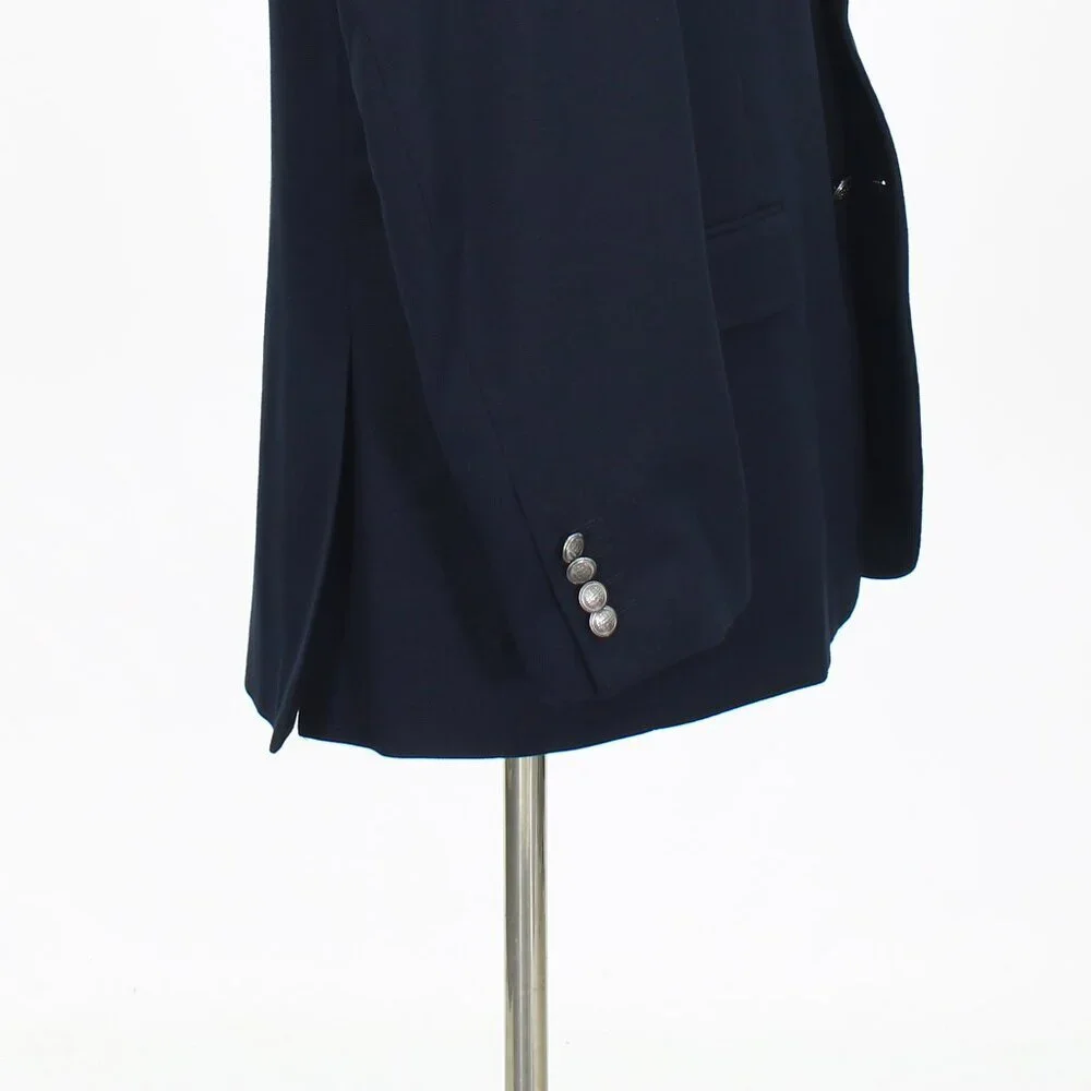 Pierre Loren 44S Navy Solid 2-Button Sport Coat Blazer Jacket T661